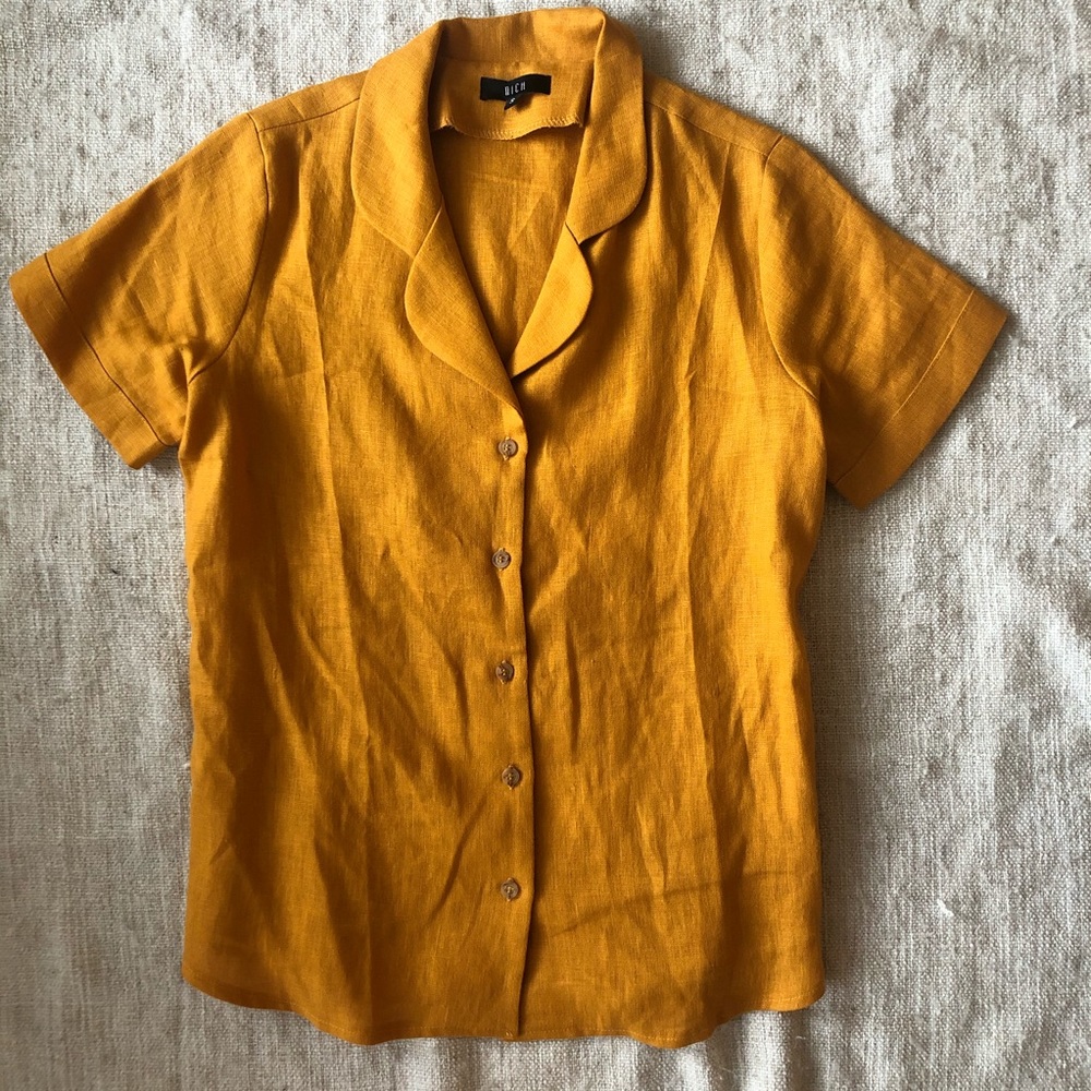 Marigold yellow linen blouse